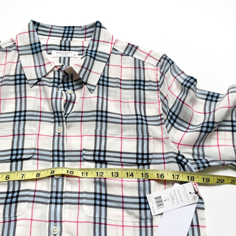 Equipment Slim Signature Silk Shirt Nature White Plaid Size Small NEW NWT - Picture 6 of 6